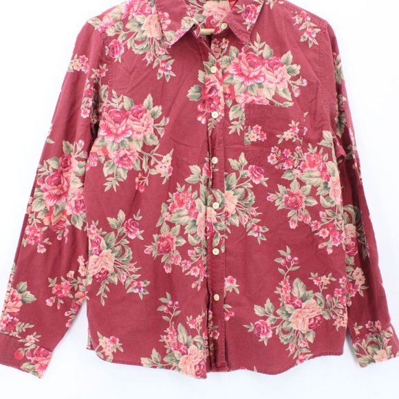 Gloria Vanderbelt Shirt Womens Red Floral Button Down Long Sleeve Collared L - Picture 4 of 8